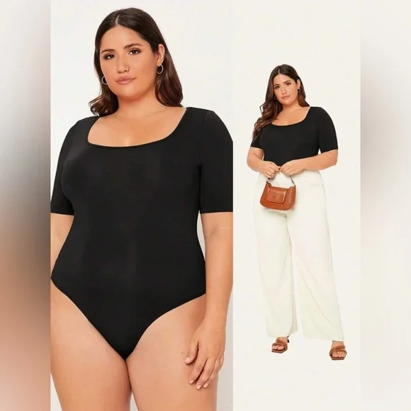 Black Fitted Bodysuit with Short Sleeves || Size 2XL (16) - Picture 12 of 13